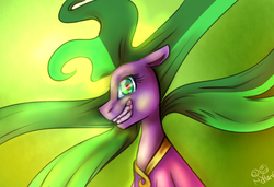 Size: 1024x699 | Tagged: safe, artist:rflzqt, mane-iac, g4, female, looking at you, solo