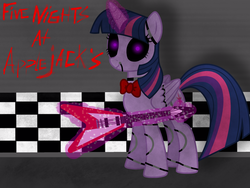 Size: 2048x1536 | Tagged: safe, artist:birdivizer, twilight sparkle, alicorn, pony, robot, robot pony, five nights at aj's, g4, animatronic, female, five nights at freddy's, guitar, mare, solo, twibon, twilight sparkle (alicorn)