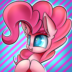 Size: 1000x1000 | Tagged: safe, artist:madacon, pinkie pie, earth pony, pony, g4, bust, colored pupils, cute, diapinkes, ear fluff, female, hooves together, mare, open mouth, portrait, solo