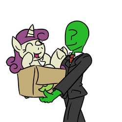 Size: 800x800 | Tagged: safe, artist:jargon scott, nook, oc, oc only, oc:anon, human, pony, g4, box, pony in a box