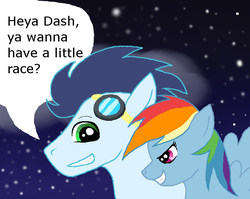 Size: 770x614 | Tagged: safe, artist:derpskittlez, rainbow dash, soarin', g4, female, male, ship:soarindash, shipping, stars, straight