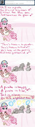 Size: 500x1800 | Tagged: safe, artist:alipes, madame leflour, pinkie pie, rocky, sir lintsalot, ask pinkie pierate, g4, ask, banjo, clothes, comic, musical instrument, pirate, singing, tumblr