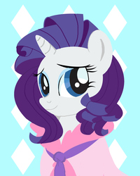 Size: 2139x2675 | Tagged: safe, artist:osakachii, rarity, pony, unicorn, g4, bathrobe, bed mane, bust, clothes, cute, female, high res, looking at you, mare, messy mane, portrait, robe, solo