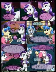 Size: 1165x1500 | Tagged: safe, artist:kitsuneyoukai, fancypants, rarity, sapphire shores, spike, pony, unicorn, comic:a spike in confidence, g4, butt, comic, dialogue, explicit source, exterior, eyes closed, female, happy, male, mare, nudity, plot, ship:sparity, shipping, stallion, straight, talking