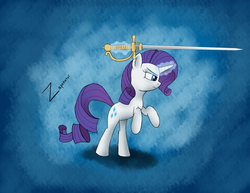 Size: 3850x2975 | Tagged: safe, artist:zaponator, rarity, g4, dark souls, female, high res, magic, rapier, solo, telekinesis