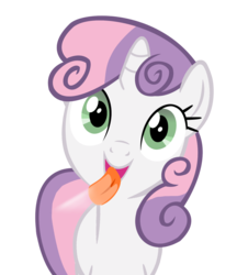 Size: 1280x1482 | Tagged: safe, artist:umbra-neko, sweetie belle, g4, female, fourth wall, licking, licking ponies, screen, simple background, solo, transparent background, vector