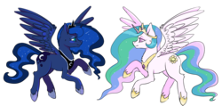 Size: 5044x2407 | Tagged: safe, artist:corelle-vairel, princess celestia, princess luna, g4, simple background, transparent background