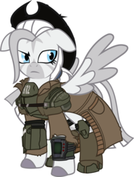Size: 1136x1497 | Tagged: safe, artist:geekladd, oc, oc only, oc:crystal eclair, cyborg, zebra, zebrasus, fallout equestria, fallout equestria: influx, armor, clothes, cowboy hat, elite riot gear, hat, pipbuck, simple background, solo, stetson, terminator, transparent background, trenchcoat
