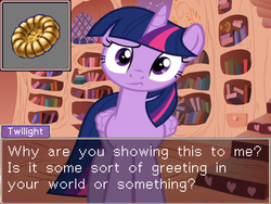 Size: 800x600 | Tagged: safe, twilight sparkle, alicorn, pony, turnabout storm, g4, ace attorney, badge, dialogue, female, golden oaks library, mare, twilight sparkle (alicorn)