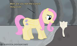 Size: 993x595 | Tagged: safe, artist:slipsten, fluttershy, pony, g4, crossover, hammerpede, prometheus, this will end in tears