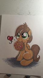 Size: 1024x1820 | Tagged: safe, artist:drawponies, oc, oc only, colored, cookie, sketch, traditional art