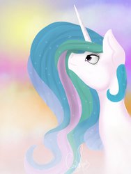 Size: 1024x1365 | Tagged: safe, artist:cosplaypony, princess celestia, g4, female, looking up, smiling, solo