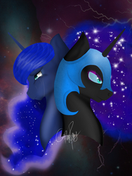 Size: 1536x2048 | Tagged: safe, artist:cosplaypony, nightmare moon, princess luna, g4, crying, duality