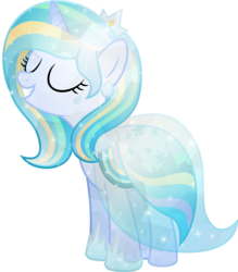 Size: 5000x5706 | Tagged: safe, artist:meteor-spark, oc, oc only, oc:icy waters, pony, unicorn, .svg available, absurd resolution, clothes, crystallized, dress, female, gala dress, mare, rainbow power, rainbow power-ified, simple background, solo, transparent background, vector