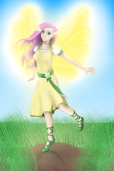 Size: 1024x1536 | Tagged: safe, artist:drjhordan, fluttershy, human, g4, female, humanized, solo, winged humanization