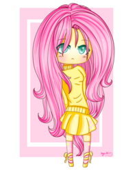 Size: 800x1000 | Tagged: safe, artist:kyou-shi, fluttershy, human, g4, chibi, clothes, female, humanized, solo, sweatershy