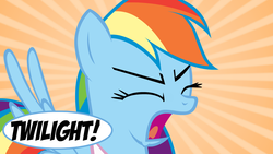 Size: 1280x720 | Tagged: safe, rainbow dash, pegasus, pony, g4, asksparklesanddashie, dialogue, female, mare, open mouth, solo, yelling