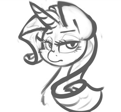 Size: 750x692 | Tagged: safe, artist:leadhooves, rarity, g4, female, monochrome, sketch, solo