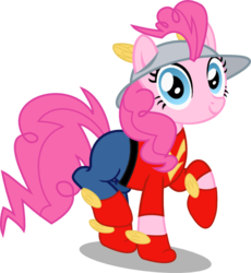 Size: 598x650 | Tagged: safe, artist:seahawk270, fili-second, pinkie pie, g4, dc comics, female, golden age, jay garrick, parody, simple background, solo, the flash, transparent background, vector