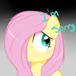 Size: 1000x1000 | Tagged: safe, artist:darkynez, fluttershy, g4, blushing, female, hair over one eye, sad, solo, teary eyes