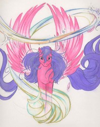 Size: 605x769 | Tagged: safe, artist:tearsofthunder, firefly, pegasus, pony, g1, female, heroes, sky, solo, wow