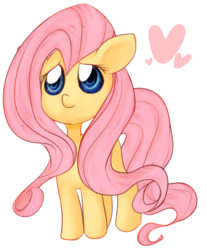 Size: 663x801 | Tagged: safe, artist:shi-long-lang, fluttershy, g4, chibi, cute, female, heart, simple background, solo, transparent background