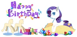 Size: 2069x1000 | Tagged: safe, artist:dun, rarity, g4, female, happy birthday, pixiv, solo