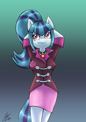 Size: 1447x2046 | Tagged: safe, artist:lovelyneckbeard, sonata dusk, anthro, equestria girls, g4, my little pony equestria girls: rainbow rocks, female, pony ears, solo