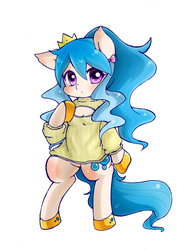 Size: 2481x3509 | Tagged: safe, artist:kozakai, oc, oc only, oc:paopao, pony, bipedal, boob window, clothes, crown, high res, keyhole turtleneck, open-chest sweater, pixiv, solo, sweater, turtleneck