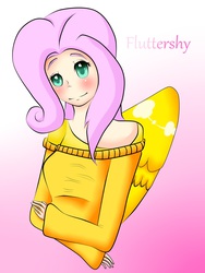 Size: 1536x2048 | Tagged: safe, artist:shadowwolf6785, fluttershy, human, g4, clothes, female, humanized, solo, sweatershy, winged humanization