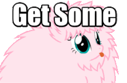 Size: 284x186 | Tagged: safe, artist:mixermike622, edit, oc, oc only, oc:fluffle puff, g4, animated, fluffle shuffle, get some, simple background, text edit, transparent background