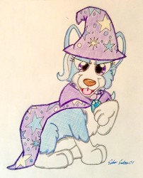 Size: 984x1218 | Tagged: safe, artist:silversimba01, trixie, dog, g4, collar, dogified, female, solo, species swap, traditional art