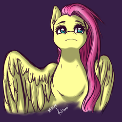 Size: 1100x1100 | Tagged: safe, artist:kira-minami, fluttershy, g4, bust, female, looking up, simple background, solo