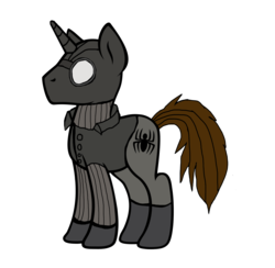 Size: 1908x1864 | Tagged: safe, artist:edcom02, artist:thetidbit, pony, unicorn, spiders and magic: rise of spider-mane, crossover, male, marvel, peter parker, ponified, simple background, solo, spider-man, spider-man noir, transparent background