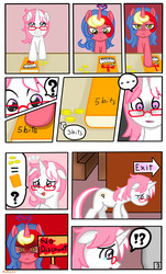 Size: 1024x1700 | Tagged: safe, artist:potzm, oc, oc only, oc:crown heart, oc:lawyresearch, pony, unicorn, comic:lawy comic, bits, book, comic, glasses