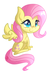 Size: 1031x1519 | Tagged: safe, artist:drawntildawn, fluttershy, pegasus, pony, g4, chibi, female, mare, simple background, solo, transparent background, watermark