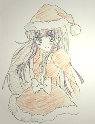 Size: 990x1288 | Tagged: safe, artist:kakyou-dreams, twilight sparkle, human, g4, anime, christmas, female, humanized, simple background, sketch, solo, traditional art