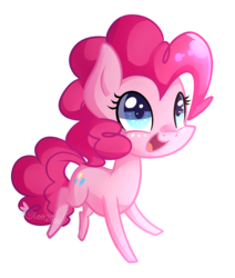 Size: 1220x1438 | Tagged: safe, artist:drawntildawn, pinkie pie, g4, chibi, female, happy, simple background, solo, transparent background, watermark