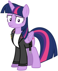 Size: 6000x7309 | Tagged: safe, artist:bobsicle0, artist:dasprid, artist:racefox, artist:sebisscout1997, artist:uxyd, edit, twilight sparkle, alicorn, pony, g4, 50's fashion, 50s, absurd resolution, clothes, female, greaser, jacket, leather jacket, mare, simple background, solo, transparent background, twilight sparkle (alicorn), vector