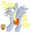 Size: 866x948 | Tagged: safe, artist:kirbtaro05, derpy hooves, pegasus, pony, g4, eating, female, letter, mare, muffin, solo