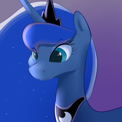 Size: 1000x1000 | Tagged: safe, artist:khorme, princess luna, g4, female, portrait, smiling, solo