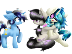 Size: 1600x1200 | Tagged: safe, artist:derpfacederpy, dj pon-3, minuette, octavia melody, vinyl scratch, earth pony, pony, unicorn, g4, female, lesbian, mine!, possessive, ship:scratchtavia, shipping