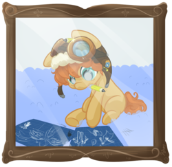 Size: 907x880 | Tagged: safe, artist:pomnoi, oc, oc only, oc:gearburst, aviator goggles, aviator hat, blueprint, colt, goggles, hat, male, pencil, solo