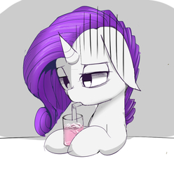 Size: 784x790 | Tagged: safe, artist:skippy_the_moon, rarity, pony, unicorn, g4, depressed, drinking, female, horn, pixiv, solo