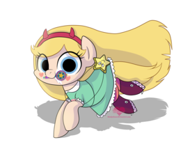 Size: 3500x3000 | Tagged: safe, artist:mimijuliane, earth pony, pony, clothes, crossover, dress, high res, mouth hold, ponified, simple background, solo, star butterfly, star vs the forces of evil, transparent background