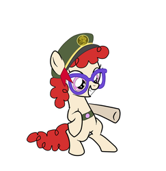 Size: 755x777 | Tagged: safe, artist:samey90, twist, earth pony, pony, g4, bipedal, cute, female, filly, filly guides, glasses, grin, happy, pointing, simple background, smiling, solo, squee, standing, white background