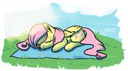 Size: 851x469 | Tagged: safe, artist:draneas, fluttershy, g4, 30 minute art challenge, female, sleeping, solo