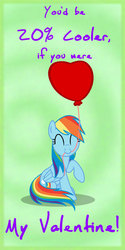 Size: 750x1500 | Tagged: safe, artist:jimmy--chan, rainbow dash, pegasus, pony, g4, 20% cooler, balloon, eyes closed, female, heart, heart balloon, mare, mouth hold, solo, text, valentine, valentine's day