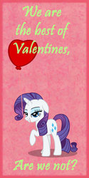 Size: 750x1500 | Tagged: safe, artist:jimmy--chan, rarity, g4, balloon, female, heart, heart balloon, mouth hold, solo, text, valentine, valentine's day