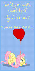 Size: 750x1500 | Tagged: safe, artist:jimmy--chan, fluttershy, g4, balloon, cute, female, heart, heart balloon, mouth hold, shyabetes, solo, text, valentine, valentine's day